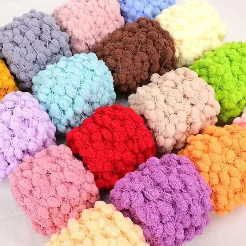 Woven Scarf Blanket - 100g Pom Pom Yarn Colorful Chunky