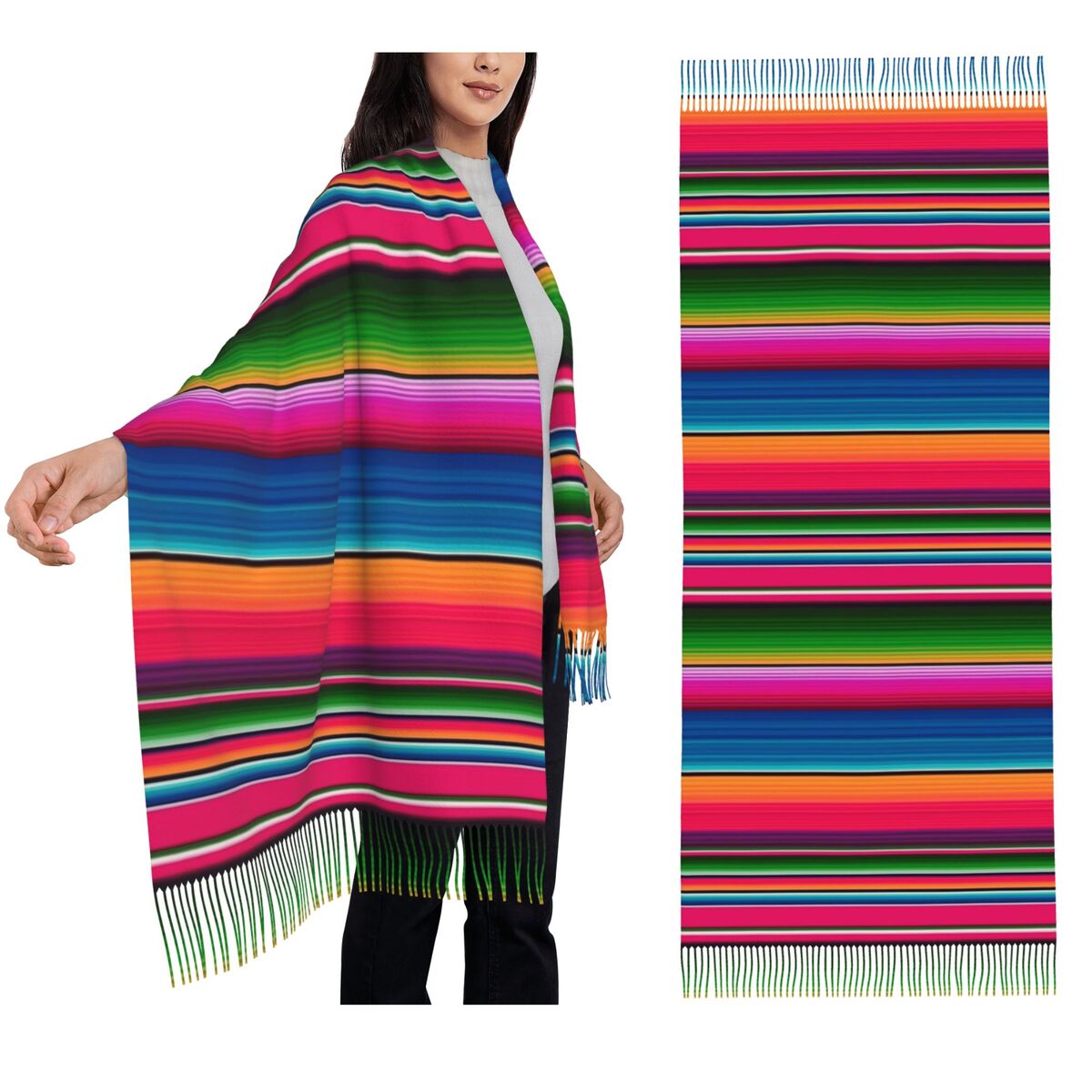 Mexican Blanket Striped Fiesta - огляд і ціна Woven Scarf Blanket